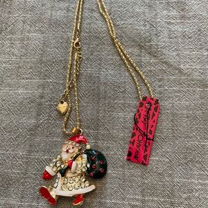 Betsey Johnson Santa Pendant Necklace